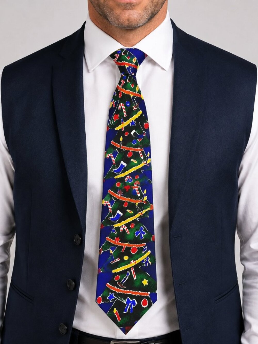 Save the Children Silk Christmas Tie USA 90s Art-to-Wear Vintage Holiday 56 x 4